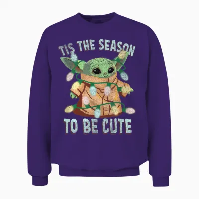 Star Wars: the Mandalorian Christmas Grogu Tis the Season Unisex Sweatshirt - Purple