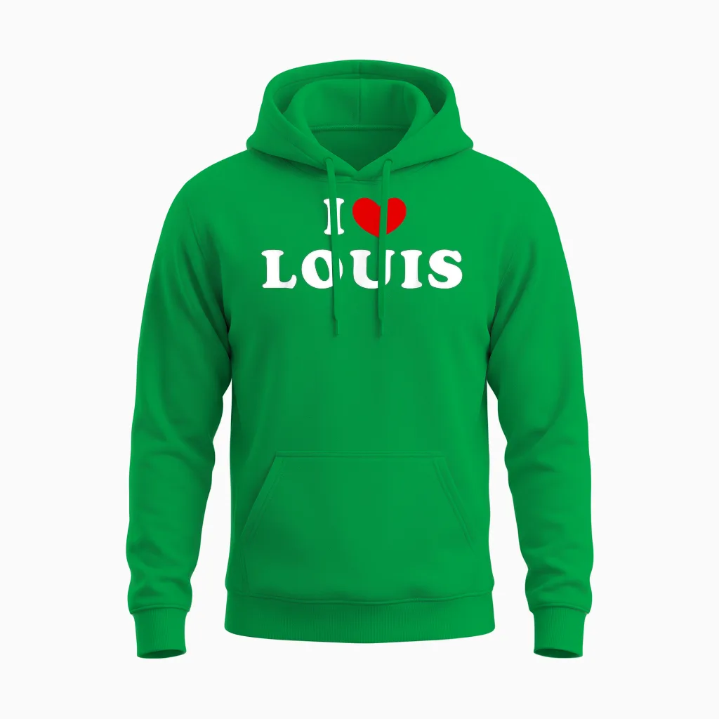 I Love Louis, Ich Liebe Louis Unisex Hoodie in Irish Green