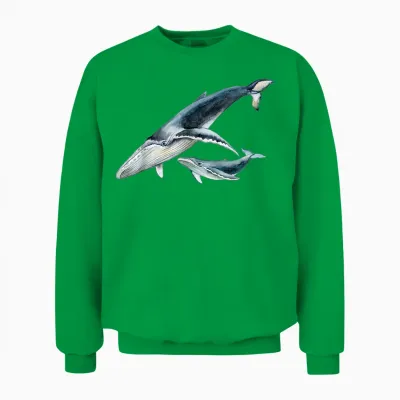 #snirt Blauwal Mit Kalb Tshirt Wal Hoodie Buckelwal Baby Wal Unisex Sweatshirt - Irish Green