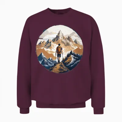Man Hiking with Dog Unisex Sweatshirt - Maroon