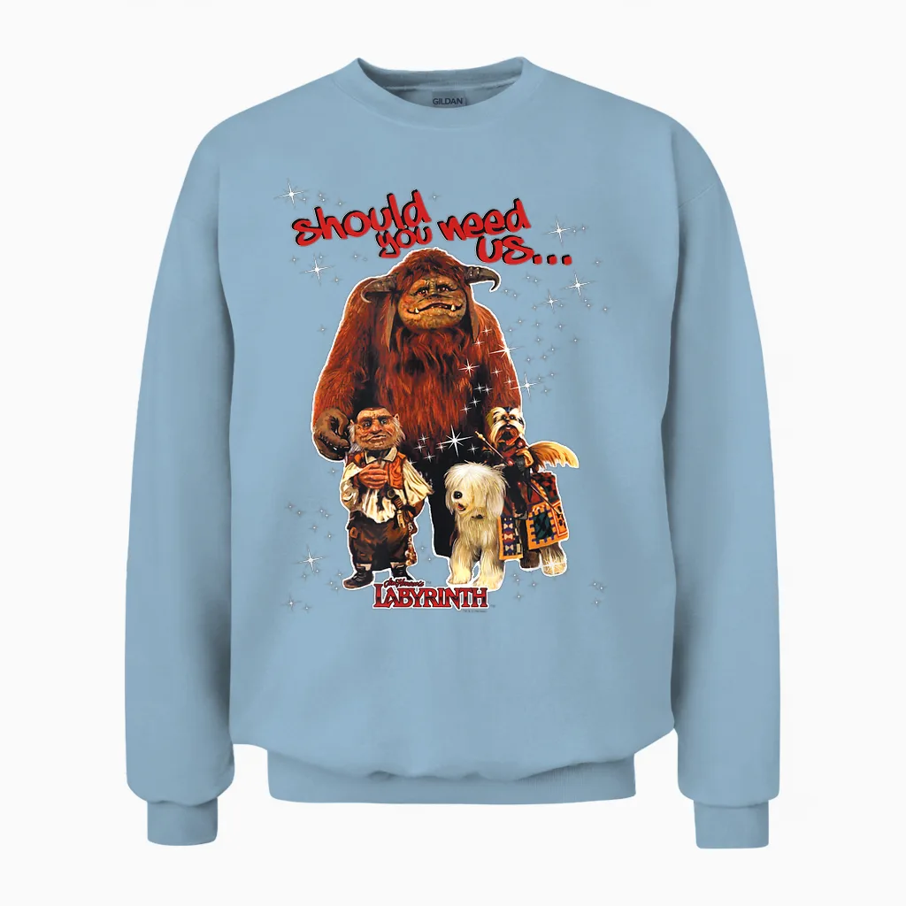 Labyrinth Should You Need Us Unisex Sweatshirt in Light Blue
