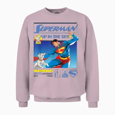Superman (2025) Up in the Sky Featuring Krypto Unisex Sweatshirt - Light Pink