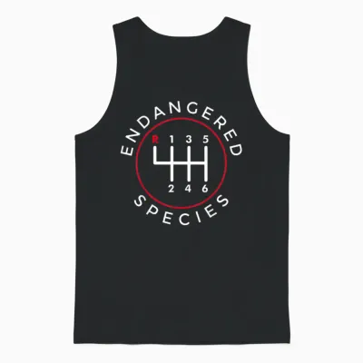 Endangered Species Manual Gearbox Stick Shift 6 Speed Unisex Tank Top - Black