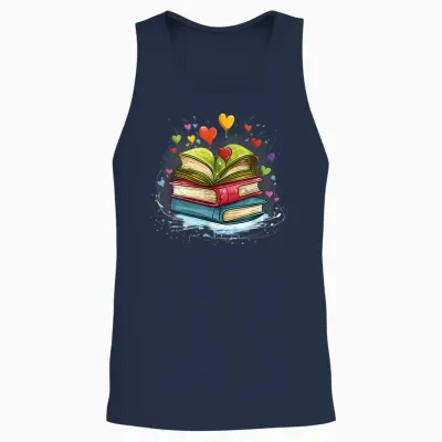 Bunte Bücher Damen Liebe Bücher Aquarell Booklover Unisex Tank Top - Navy