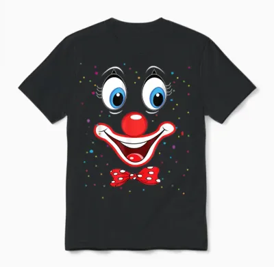 Clown Karneval Kostüm Clownskostüm Clowns Fancy Dress Unisex T-Shirt - Black