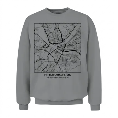 Pittsburgh City Streets Map Unisex Sweatshirt - Sport Grey