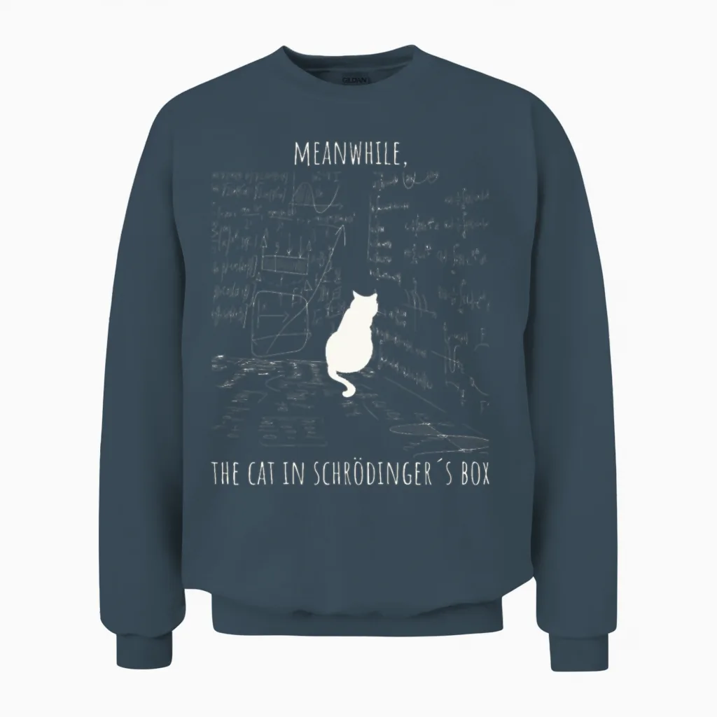 Schrödinger's Cat Math Teacher Humor Unisex Sweatshirt in Dark Heather
