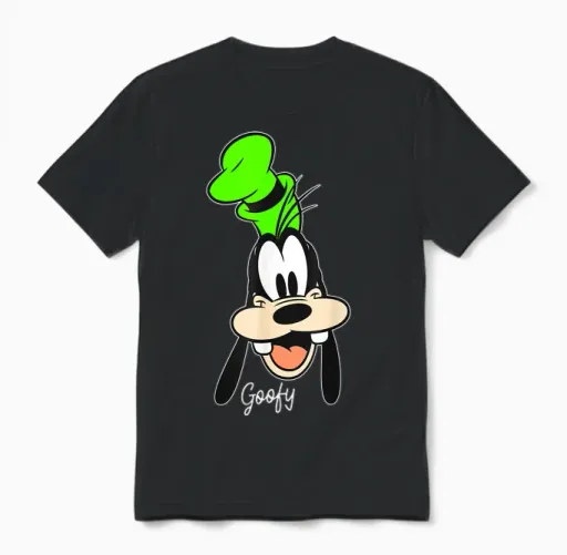 Disney Mickey and Friends Goofy Big Face Vintage Portrait Unisex T-Shirt in Black