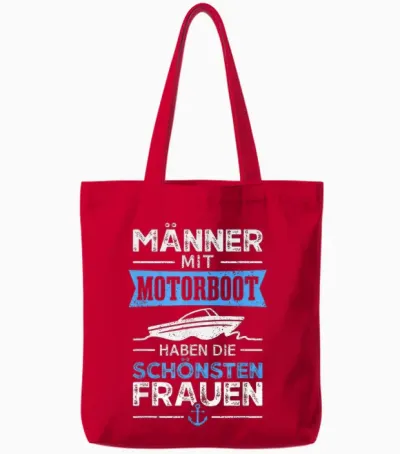 Männer Mit Motorboot Haben Die Schönsten Frauen Bootsfahrer Tote Bags - Red