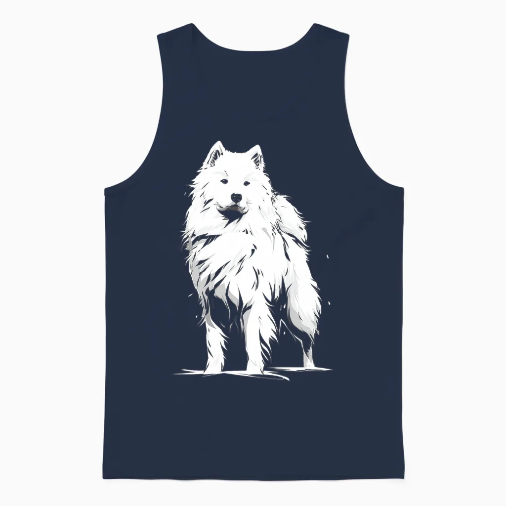 Motif Chien Samoyède Manche Longue Unisex Tank Top in Navy