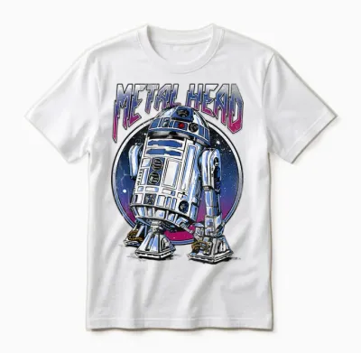 Star Wars R2d2 Metal Head Vintage Disney+ Unisex T-Shirt - White