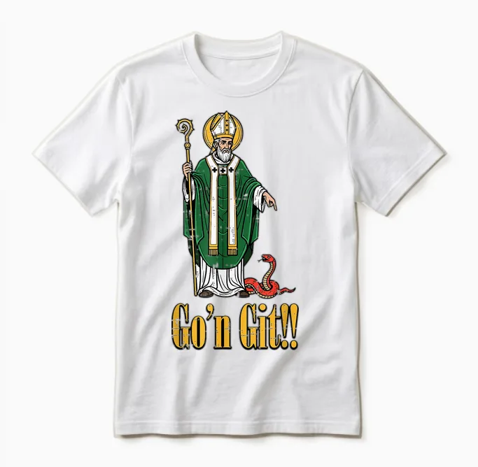 St Patrick Snake Gon Git Funny Saint Paddys Women Men Unisex T-Shirt in White