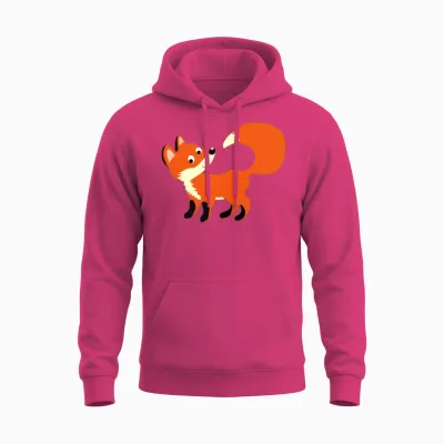 Smart Orange Fox in Simple Design Unisex Hoodie - Heliconia