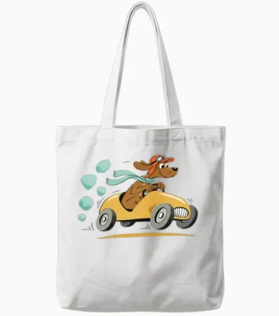 Go Dog Go Vintage Tote Bags - White