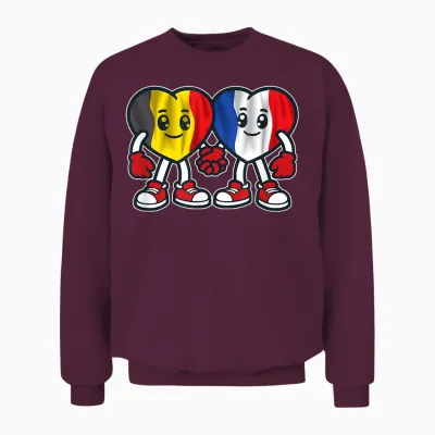 Hearts of Friendship France and Belgium Unisex Sweatshirt - Maroon
