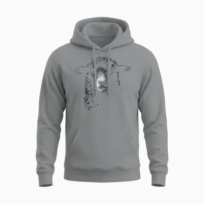 Schaf Gesicht Zeichnung Kunst Tierliebhaber Portrait Motiv Schaf Unisex Hoodie - Sport Grey