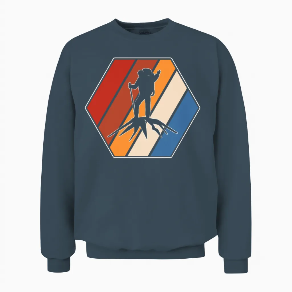 Hiking Retro & Outdoors Gift Unisex Sweatshirt in Dark Heather