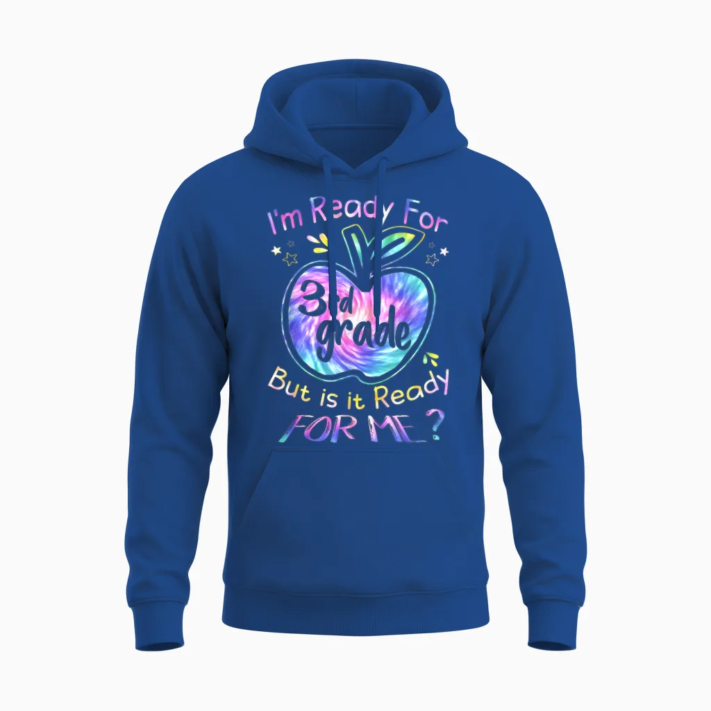 Ready for 3rd Grade Tie Dye Back to School Hello Third Grade Unisex Hoodie in Royal