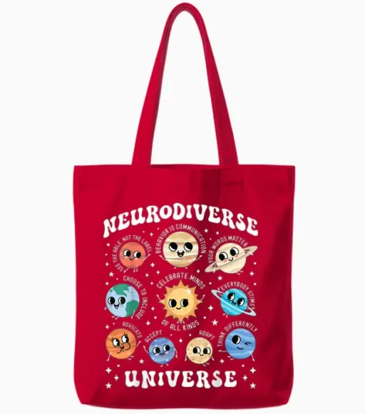 Neurodiverse Universe Iep Special Ed Paraprofessional Para Tote Bags in Red