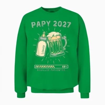Papy 2027 Futur Grand Père Révélation Grossesse Unisex Sweatshirt - Irish Green
