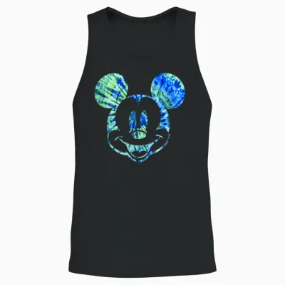 Disney Mickey Mouse Green Tie Dye T-Shirt Small Unisex Tank Top - Black
