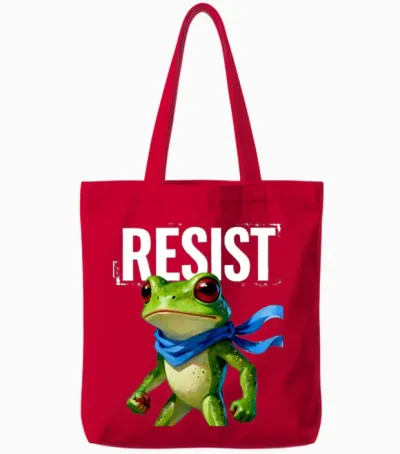 Resist Portland Oregan Frog Tote Bags - Red