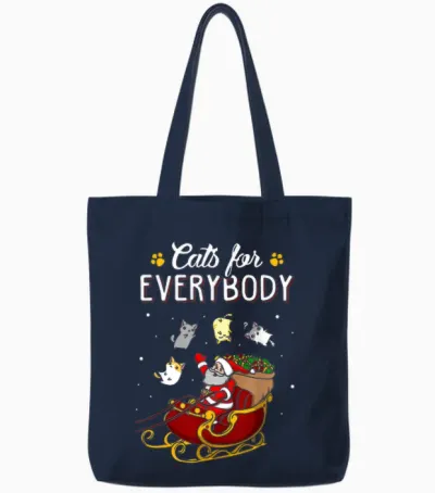 Cats for Everybody Men Kids Women Ugly Christmas Cat Tote Bags - Navy