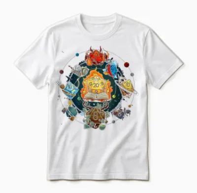 Funny Dice Role Playing Game 20 Pages T-Shirt, Black Unisex T-Shirt - White