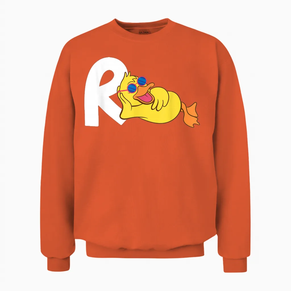 Pension Duck Funny Retirement Pension Pensioner Unisex Sweatshirt in Orange