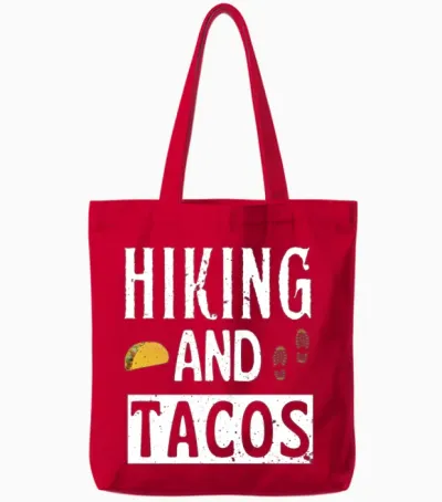 Hiking and Tacos Tote Bags - Red