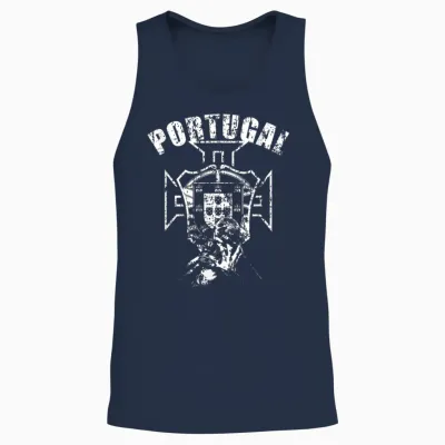 Portugal Por Soccer Fan T-Shirt, Black Unisex Tank Top - Navy