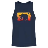 Retro Mammoth Elephant Unisex Tank Top - Navy – 2