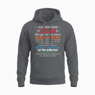 Jugendweihe 2026 | Lustiges Spruch Design Geschenk Unisex Hoodie - Charcoal