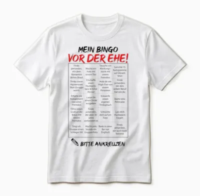 Jga Bingo Men's Groom Party Task Wedding T-Shirt T-Shirt, White, S Unisex T-Shirt - White