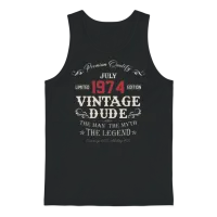 July 1974 Vintage Birthday Present Unisex Tank Top - Black – 1