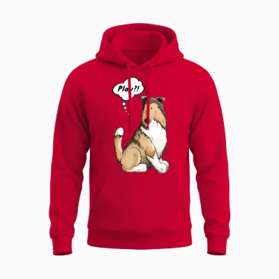 Play Collie - Dog - Dogs - Gift - Cartoon Unisex Hoodie - Red