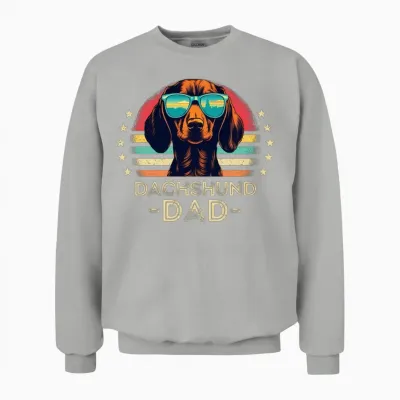 Dachshund with Sunglasses Retro Unisex Sweatshirt - Ash