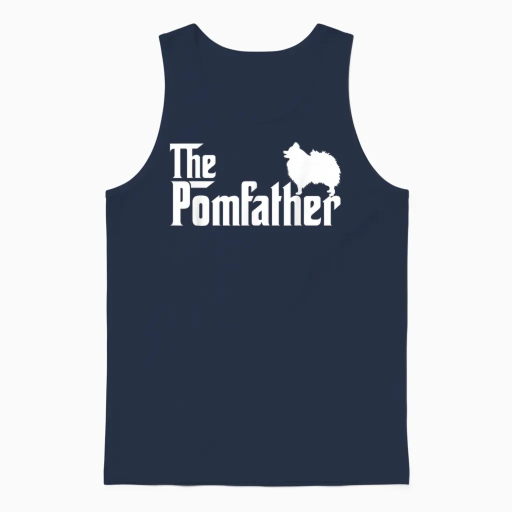 Mens Funny Pomeranian Father Dad the Pom Father Dog Lover Unisex Tank Top in Navy