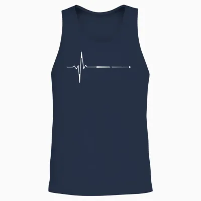 Billiard Cue Heartbeat Unisex Tank Top - Navy