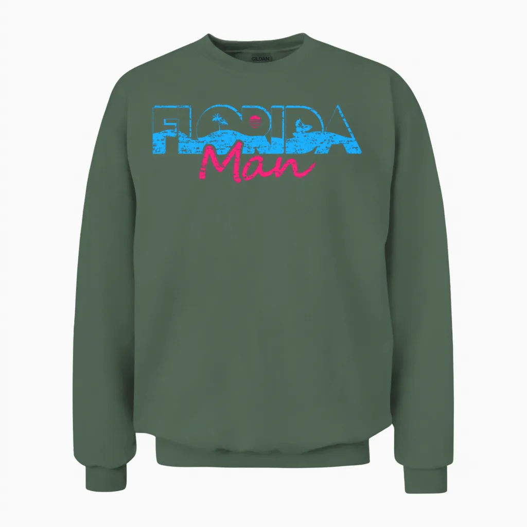 Retro Florida Man Vice Unisex Sweatshirt - Military Green