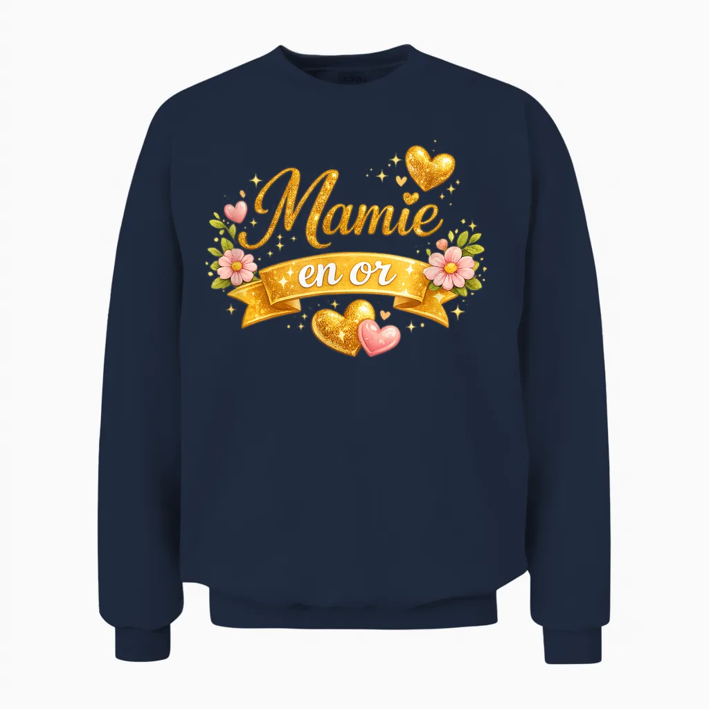 Mamie En or Cadeau FĂȘte Des Grands-MĂšres Unisex Sweatshirt in Navy