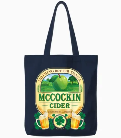 Mccockin Cider Mccain Funny St Patrick’s Day Adult Humor Tote Bags - Navy