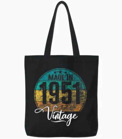 Anniversaire Vintage Année De Naissance 1951 Anniversaire Tote Bags - Black