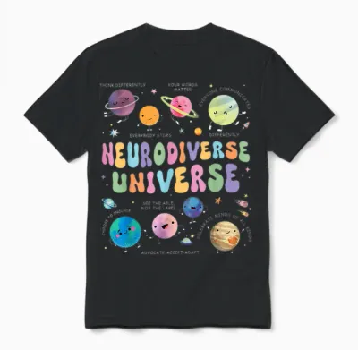 Neurodiverse Universe Autism Awareness Understand Accept Unisex T-Shirt - Black