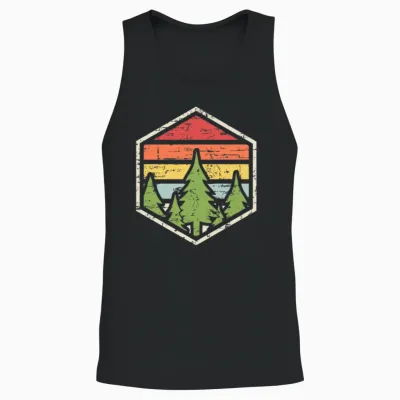 Retro Badge Forest Dark Unisex Tank Top - Black