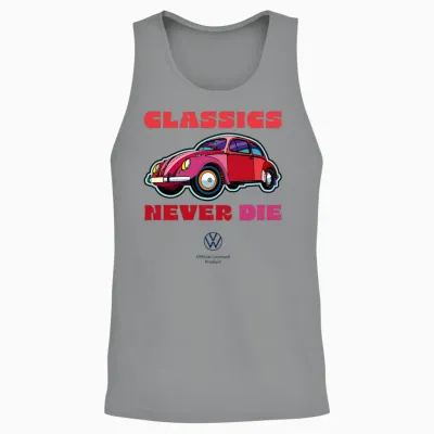 Volkswagen Vw Red Beetle with Logo and Lettering Unisex Tank Top - Sport Grey