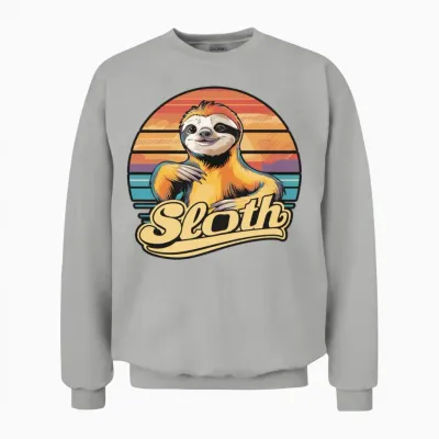 Funny Sloth Retro Vintage Unisex Sweatshirt - Ash