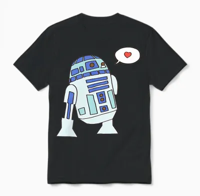 Amazon Essentials Star Wars Valentine's Day Love from R2-D2 Unisex T-Shirt - Black