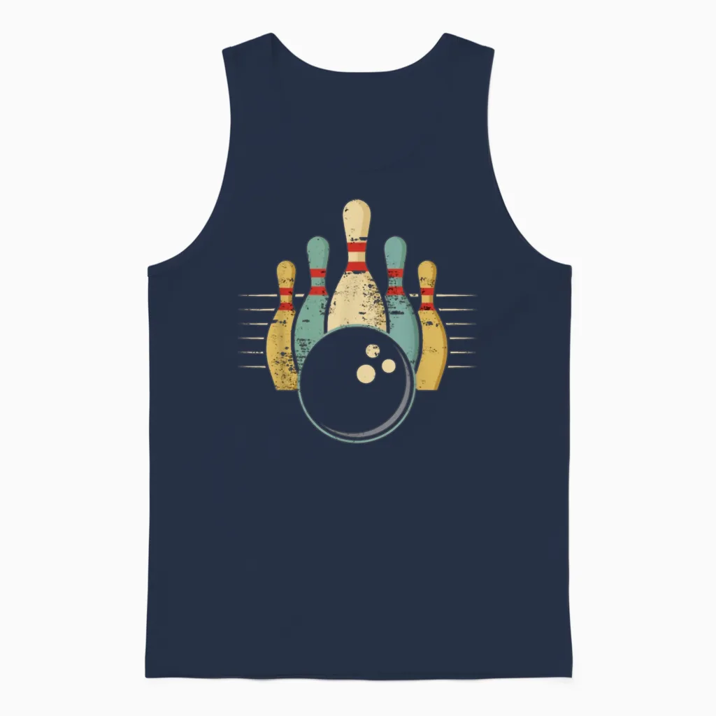 Funny Gift Funny Teen Bowling T-Shirt, Black, S Unisex Tank Top in Navy