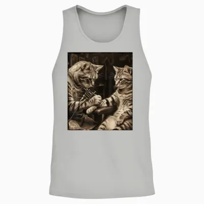 Chat Tatouage Chat Drôle Meme Encres Kitty Humour Tatoueur Artiste Unisex Tank Top - Ash